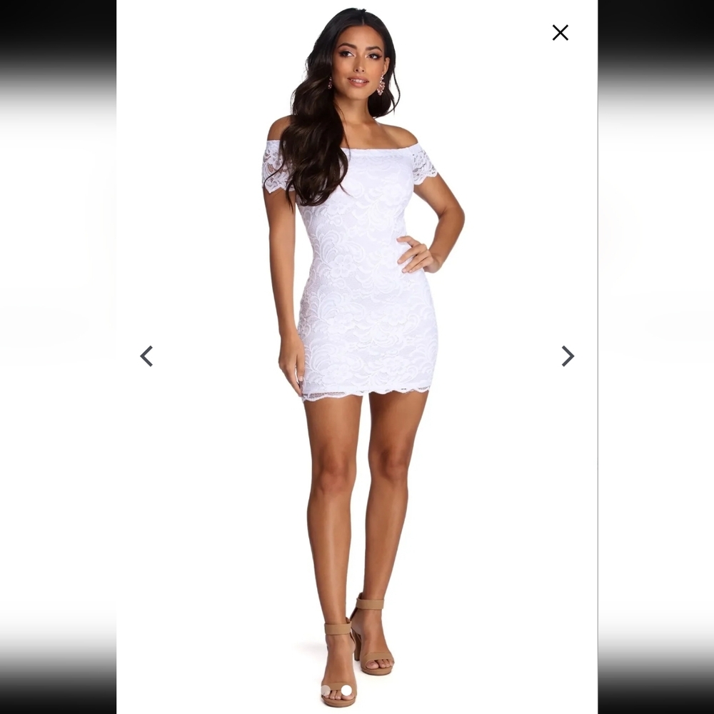 Ambiance Off The Shoulder White Lace Mini Dress Size L